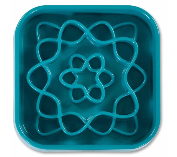 Messy Mutts Interactive Square Slow Feeder Blue 8 Cups 11" x 2"