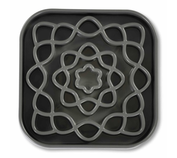 Messy Mutts Messy Cats Interactive Square Slow Feeder Cool Grey 2 Cups 8" x 1"