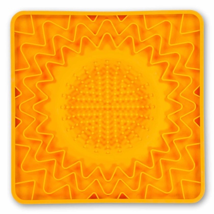 Orange - Messy Mutts Framed Spill Resistant Silicone Interactive Lick Bowl Mat  - 10" x 10"