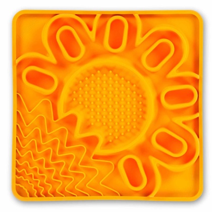 Orange - Messy Mutts Framed Spill Resistant Silicone Interactive Multi-Surface Mat  - 10" x 10"