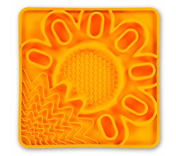 Orange - Messy Mutts Framed Spill Resistant Silicone Interactive Multi-Surface Mat  - 10" x 10"