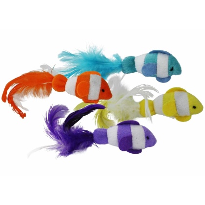 Multipet Clown Fish Cat Toy Assorted Colors 2pk 6"