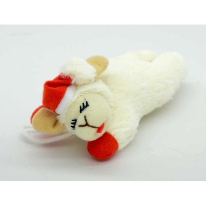 Multipet Holiday Lamb Chop w/ Santa Hat Cat Toy 4"