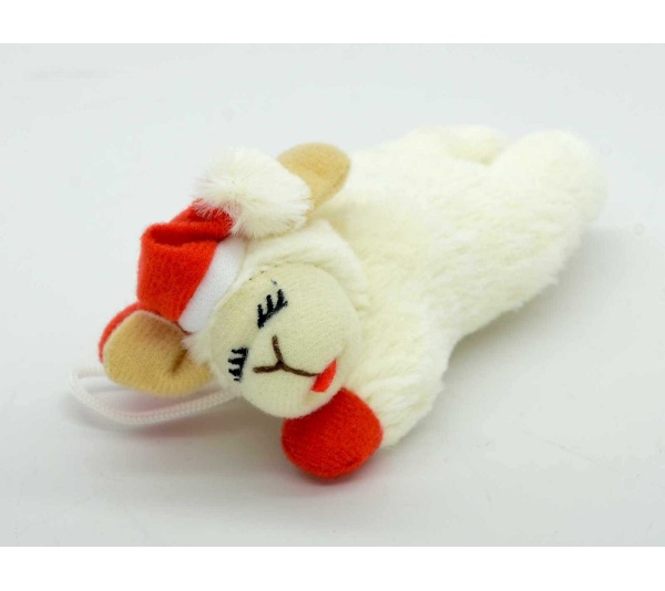 Multipet Holiday Lamb Chop w/ Santa Hat Cat Toy 4"