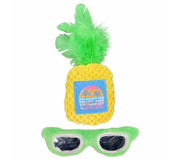 Multipet Margaritaville(R) Pineapple and Sunglasses Cat Toy 5.75" 2pk