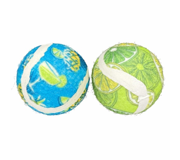 Multipet Margaritaville(R) Tennis Ball Cat Toy 2" 2pk