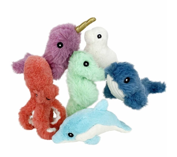 Multipet Minipet Deep Sea Cuddlerz Plush Dog Toy Assorted Animals 5"-7.5"
