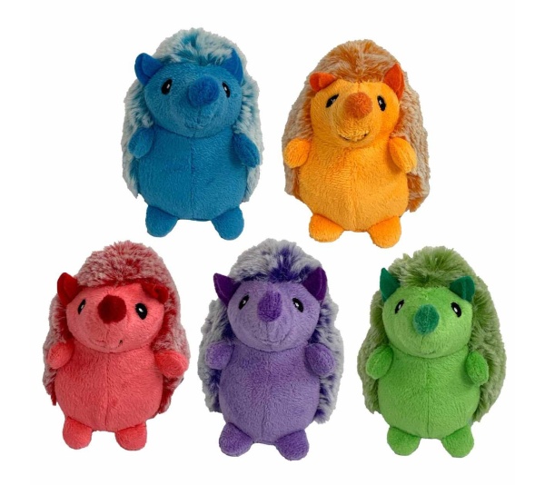 Multipet Minipet Hedgehog Plush Dog Toy Assorted Colors 4"