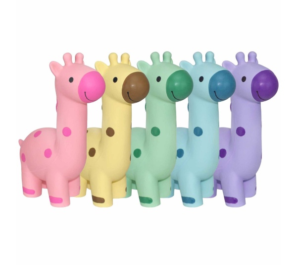 Multipet Minipet Latex Giraffe Dog Chew Toy Assorted Colors 5.75"