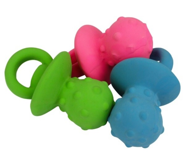 Multipet Minipet Pacifier Dog Chew Toy Assorted Colors 4"