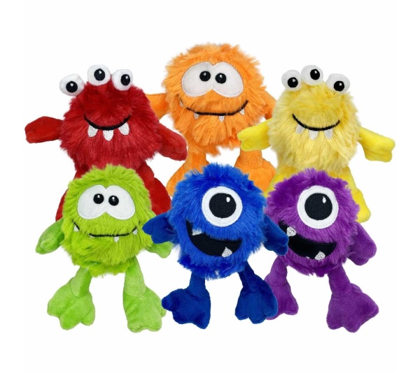 Multipet Minipet Plush Monsters Dog Toy Assorted Monsters/Colors 5"