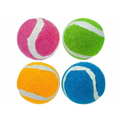Multipet Minipet Squeaky Tennis Balls Dog Toy Assorted Colors 4pk 2.5"