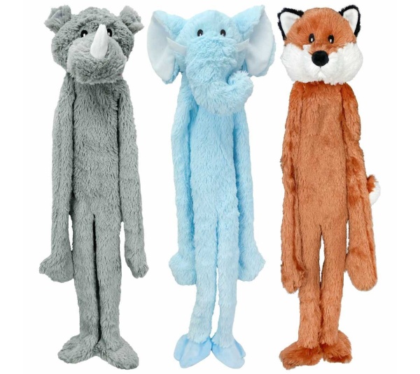 Multipet Swingin' Flatties Plush Dog Toy Assorted Animals 27"