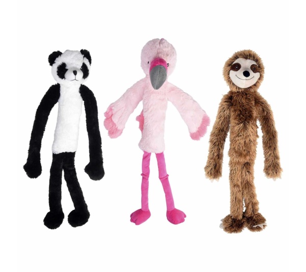 Multipet Swingin' Slevins Plush Dog Toy Assorted Animals 27"