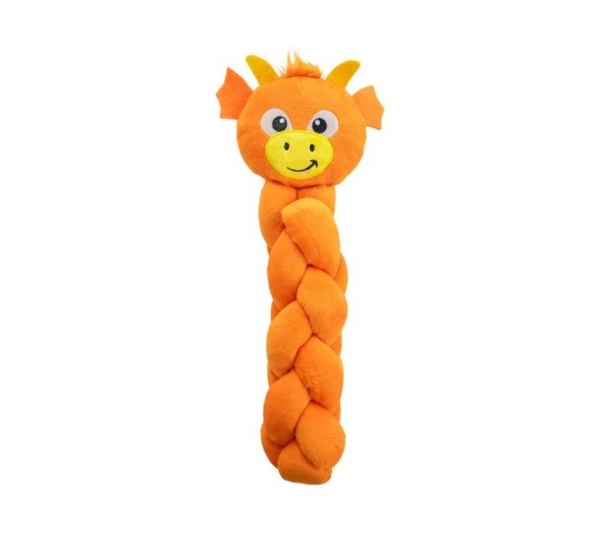 Orange - Nina Ottosson Twistiez Dragon TNT Interactive Plush Dog Toy  - Large