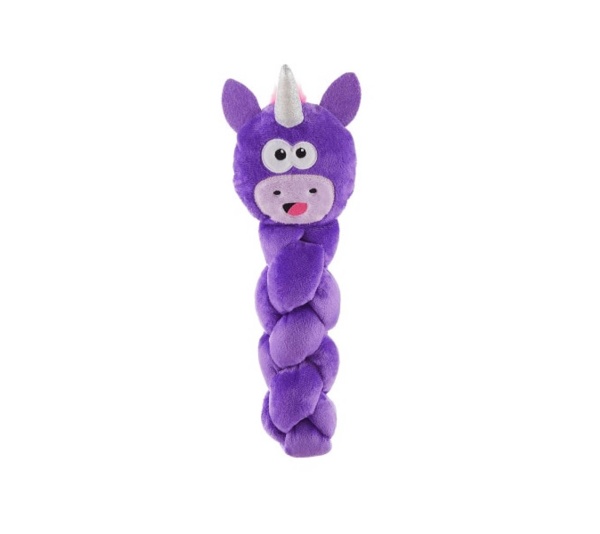 Purple - Nina Ottosson Twistiez Unicorn TNT Interactive Plush Dog Toy  - Large