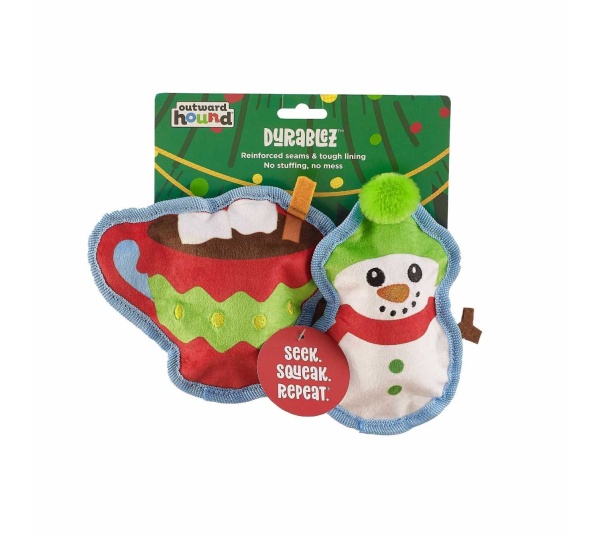 Outward Hound Durablez Cocoa/Snowman Dog Chew Toy XS 2pk