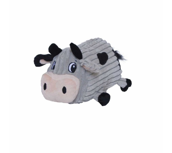 Outward Hound Fattiez Cow Plush Dog Toy Gray Medium