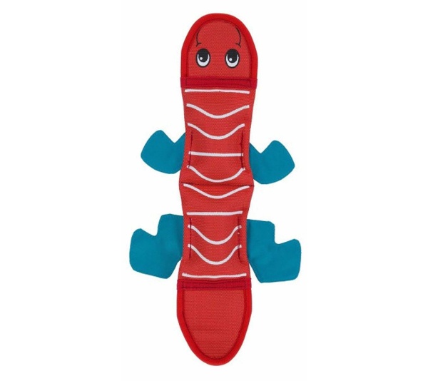 Red - Outward Hound Fire Biterz Lizard Durable Fire Hose Dog Toy - Medium