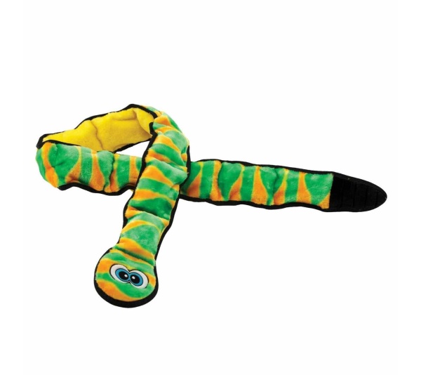 Green - Outward Hound Invincibles Snake Durable Plush Dog Toy  - XXL
