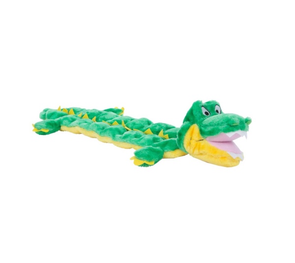 Green - Outward Hound Squeaker Matz Gator Plush Dog Toy - XL