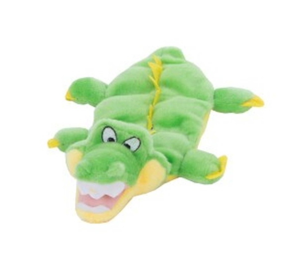 Green - Outward Hound Squeaker Matz Gator Plush Dog Toy  - Small