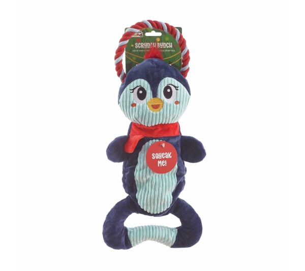 Outward Hound Scrunch Bunch Penguin Rope Dog Toy Navy
