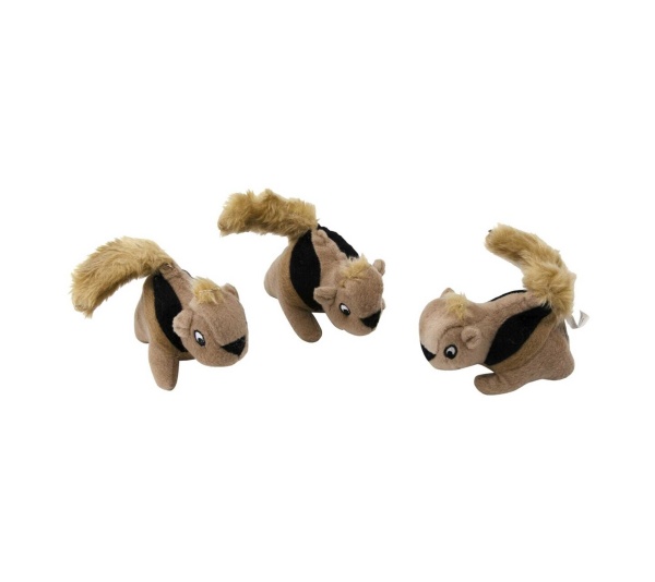 Outward Hound Squeakin' Squirrels Plush Dog Toy Brown 3pc