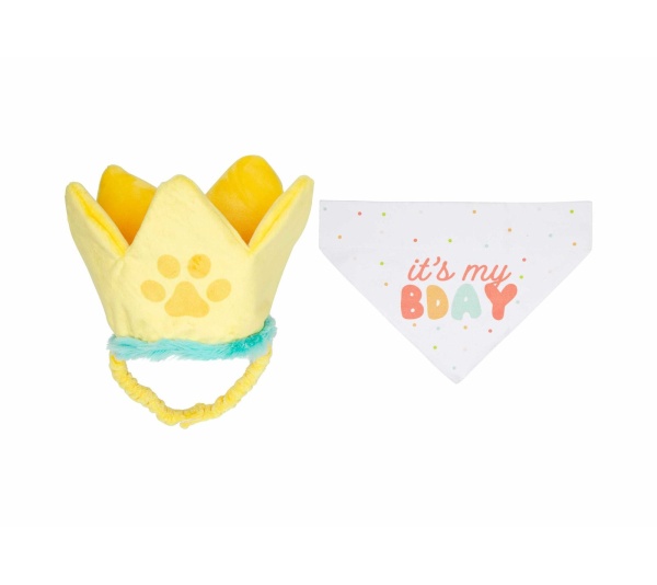 Pearhead Happy Barkday Pet Bandana Hat Set Medium/Large 2pc