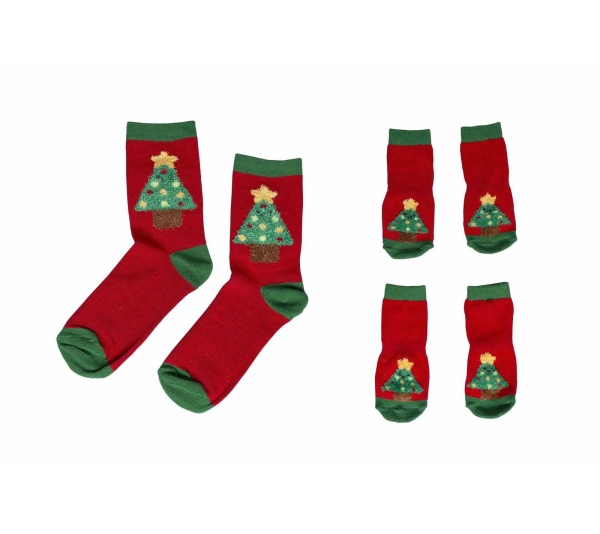 Pearhead Holiday Tree Human and Dog Sock Set 2pc
