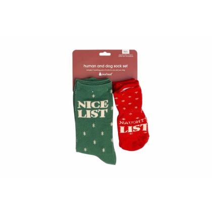 Pearhead Naughty List / Nice List Human and Dog Sock Set