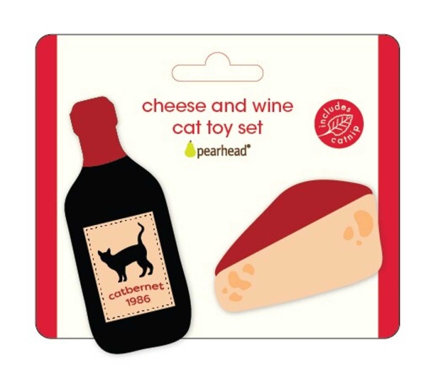 Pearhead Wine and Cheese Cat Toy Set 2pc