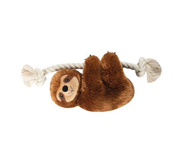 PetShop by Fringe Studio Brown Sloth on a Rope Plush Dog Toy
