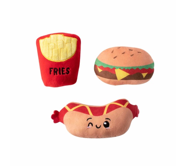 PetShop by Fringe Studio Fast Foods Plush Dog Toy Set Small 3pc