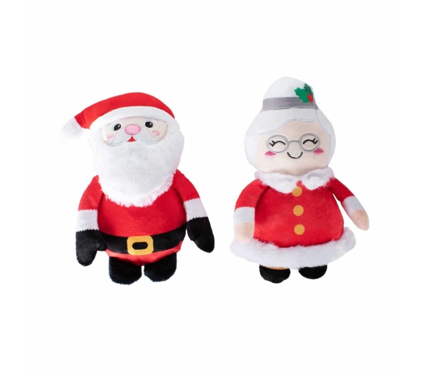 PetShop by Fringe Studio Mr. & Mrs. Santa Paws Plush Dog Toy Set 2pc