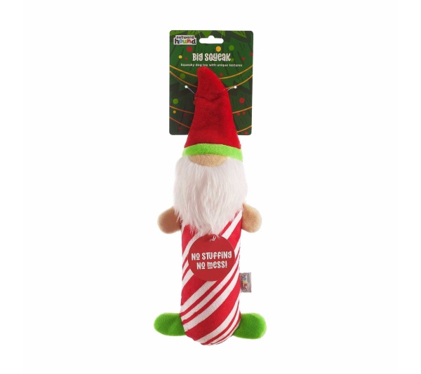 Petstages Stuffing Free Big Squeak Gnome Dog Chew Toy Red