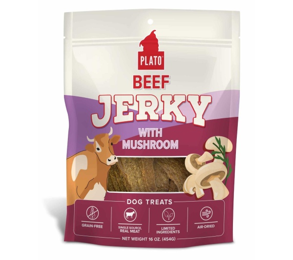 Plato Beef Jerky with Mushroom Dog Treats  - 16oz