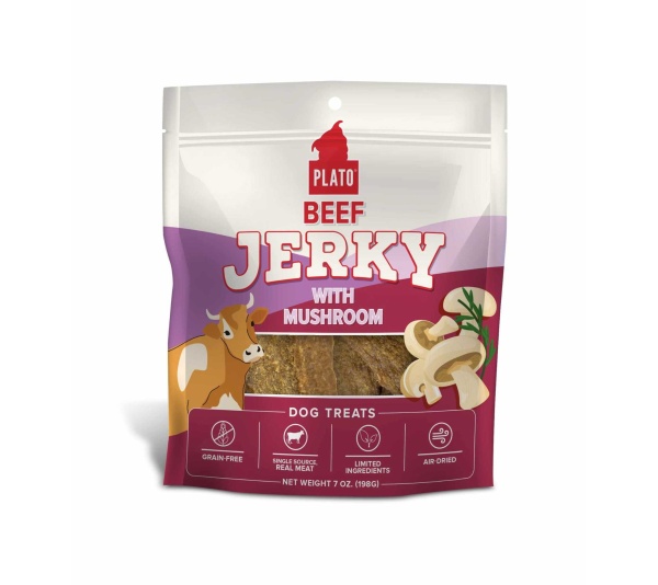 Plato Beef Jerky with Mushroom Dog Treats  - 7oz