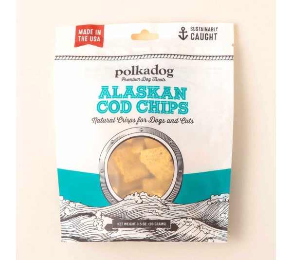Polkadog Alaskan Cod Chips Dog and Cat Treats 3.5oz