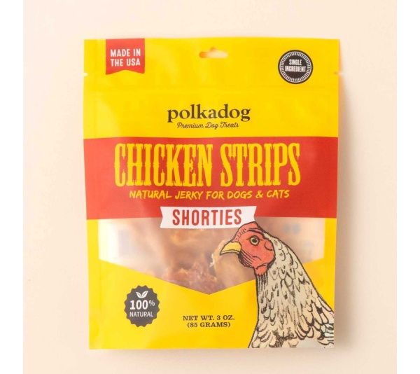 Polkadog Chicken Strips Jerky Shorties Dog and Cat Treats 3oz