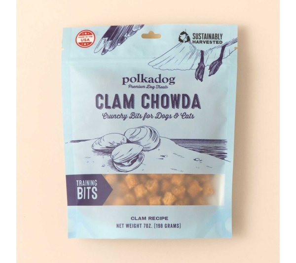 Polkadog Clam Chowda Training Bits Crunchy Dog and Cat Treats  - 7oz