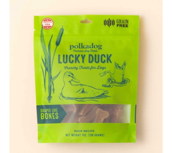 Polkadog Lucky Duck Bone Shaped Crunchy Dog Treats 7oz