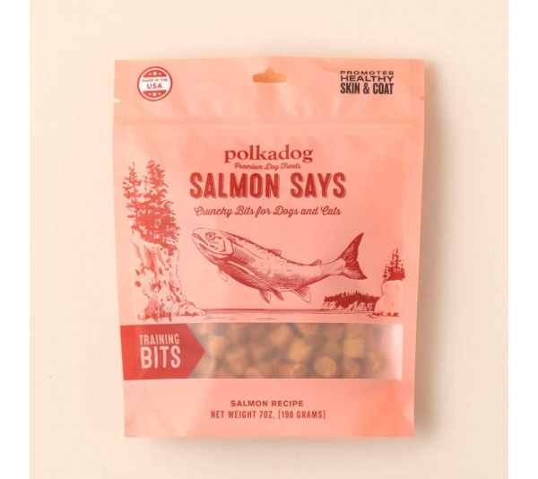 Polkadog Salmon Says Training Bits Crunchy Dog and Cat Treats  - 7oz