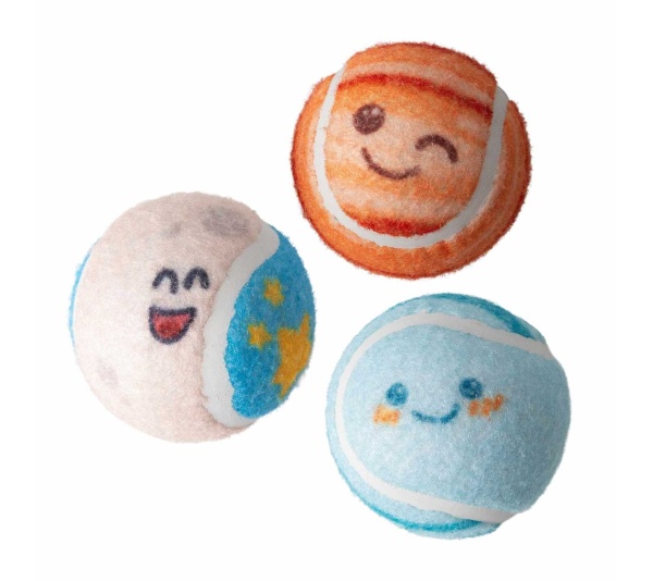 SnugArooz Deep Space Tennis Balls Dog Toys 2" 3pk