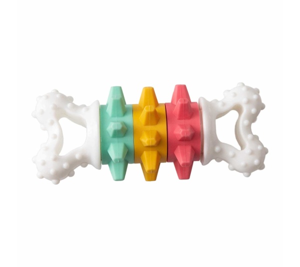 SnugArooz Twist & Shake Bone Dog Chew Toy Multicolored 5"