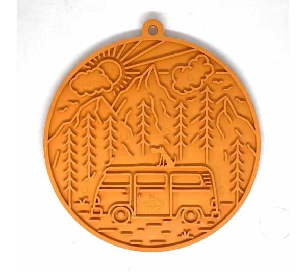 SodaPup eMat Enrichment Lick Mat Camp with Suction Cups Orange 8"