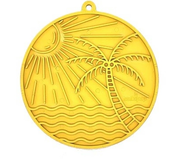 SodaPup eMat Enrichment Lick Mat Sun n Sea with Suction Cups Yellow 8"