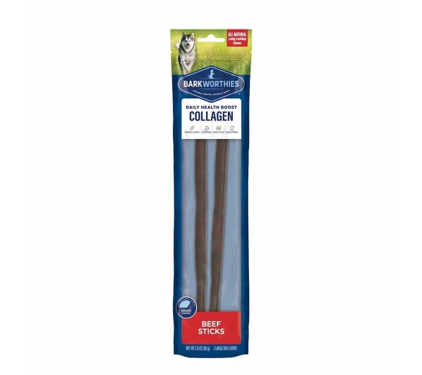 Barkworthies Collagen Beef Sticks Plain  - 12" 2pk