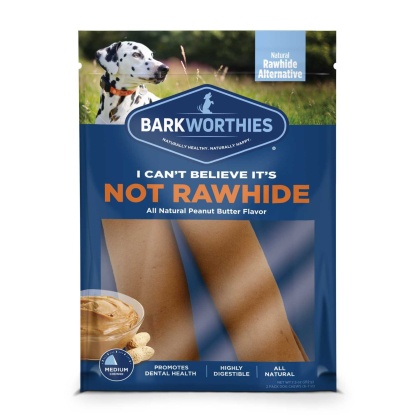 Barkworthies I Can't Believe It's Not Rawhide Rolls Peanut Butter  - Large 2pk