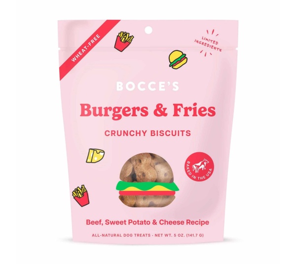 Bocce's Bakery Burgers & Fries Biscuit Dog Treats 5oz